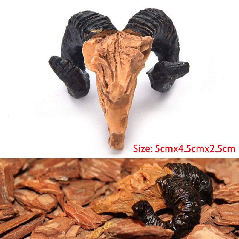 Ornamente pentru acvariu Decoratiune Rasina Rinocer Craniu cu coarne Forma cap de capra Rezervor de pesti Paianjen Scorpion Soparla Acvarii Adapost