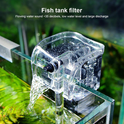 Аквариум Водопад Външна висяща кислородна помпа Воден филтър Качество на чистата вода за аквариумни рибки Купа за риба