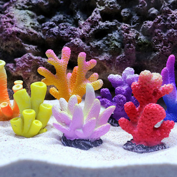Ρητίνη Coral Διακόσμηση Πολύχρωμη Διακόσμηση Ενυδρείου Ψαριών Τεχνητό Κοράλλι για ψάρια Tank Resin Reef Rock Lancaping Ornaments Hot