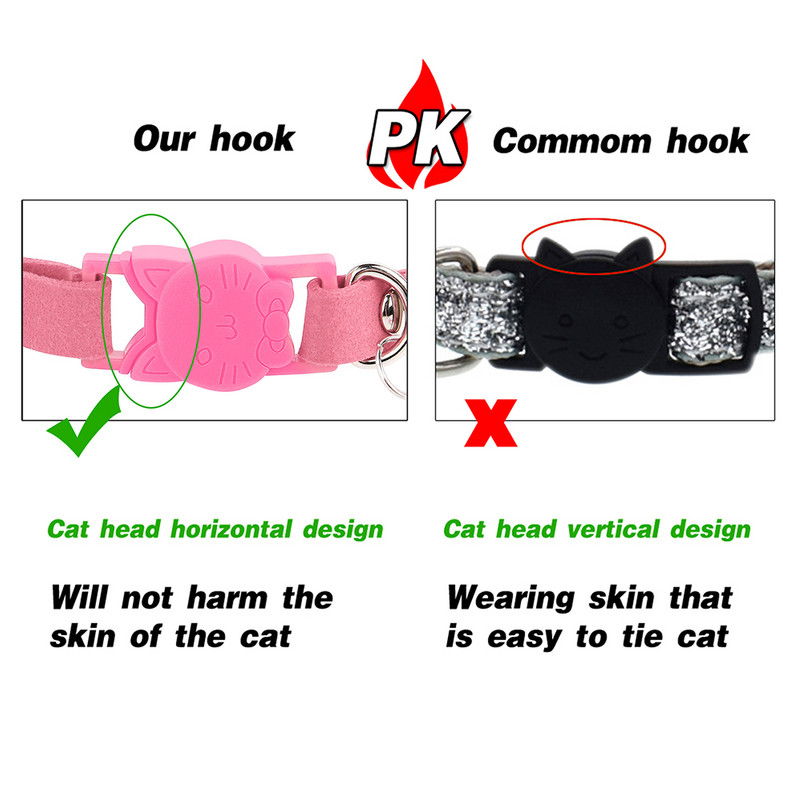 Pehmest seemisnahast kassi kaelarihm Bling Rhinestone Cats kaelarihmad Bell Safety Breakaway lemmiklooma kutsika kaelakee reguleeritav XS S roosa