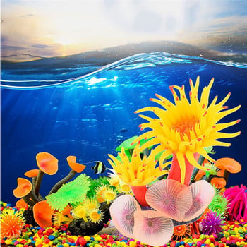 Симулация на аквариум Декорация на корали Силиконови изкуствени аквариуми Фалшиви корали Растение Подводни водни морски анемони Орнамент