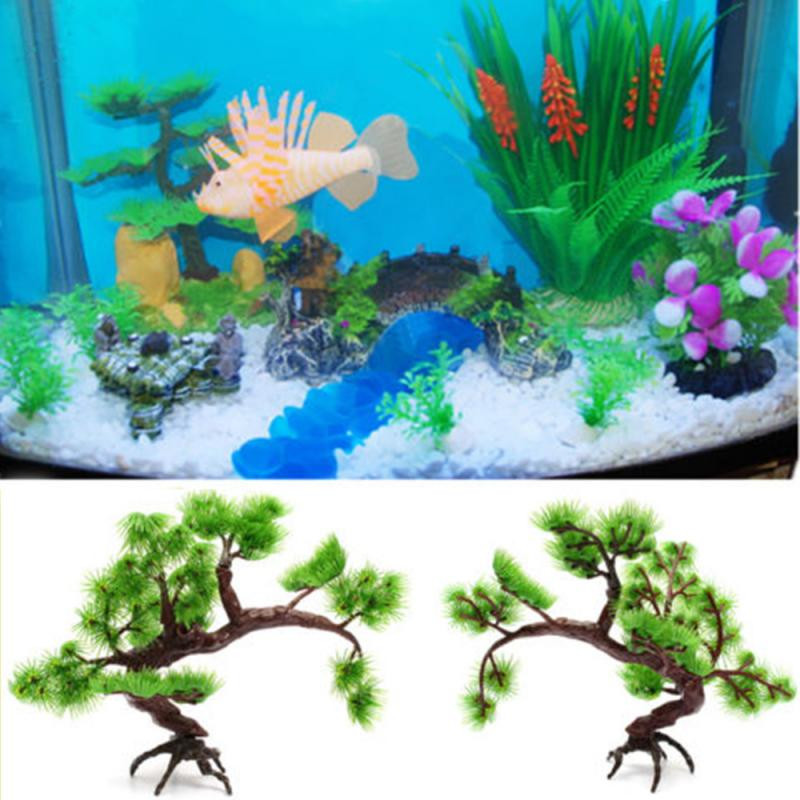 Ornament pentru bonsai pentru acvariu de pin Bonsai din plastic artificial pentru acvariu de pin, pentru rezervor de pește, pentru decorarea plantelor de pin artificial, accesorii pentru acvariu