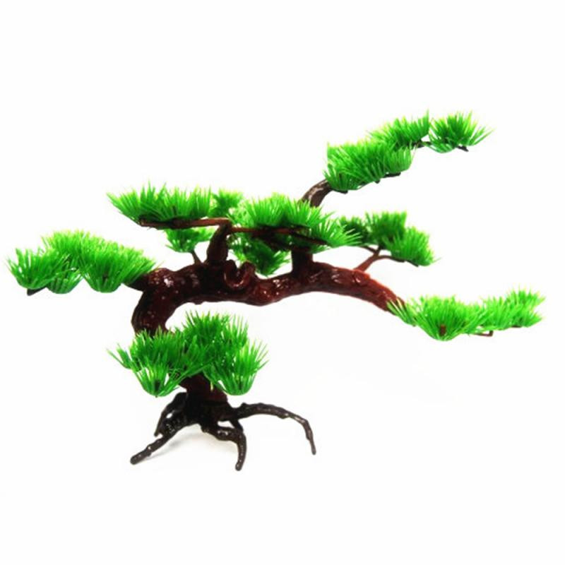 Ornament pentru bonsai pentru acvariu de pin Bonsai din plastic artificial pentru acvariu de pin, pentru rezervor de pește, pentru decorarea plantelor de pin artificial, accesorii pentru acvariu