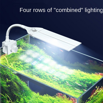 110-240V аквариум за аквариум Щипка за аквариум с влажна трева, морска вода LED осветление, мини таймер, четириредова широкоъгълна щипка, светлина