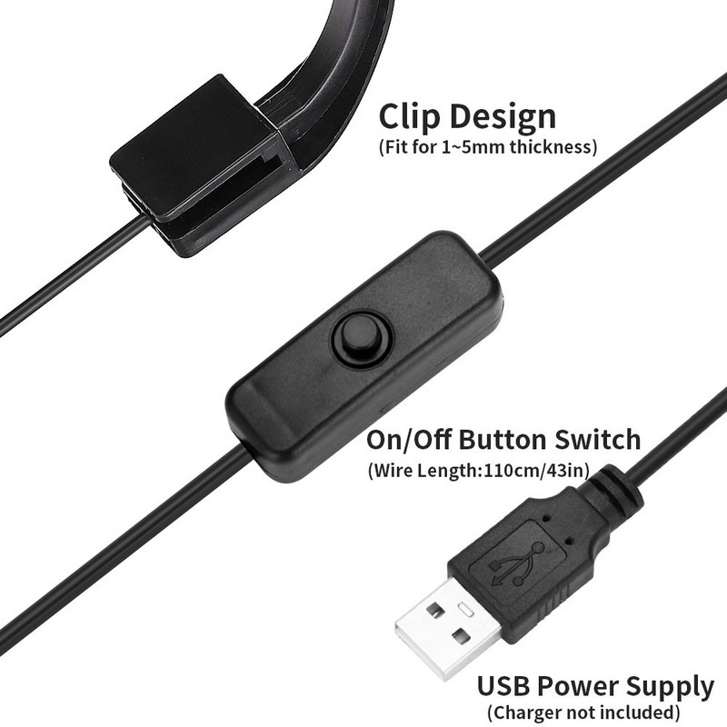 Clip cu LED mini pentru acvariu pentru plante acvatice, apă dulce, iarbă de apă, luminozitate ridicată, temperatură joasă, lămpi USB pentru rezervor de pește