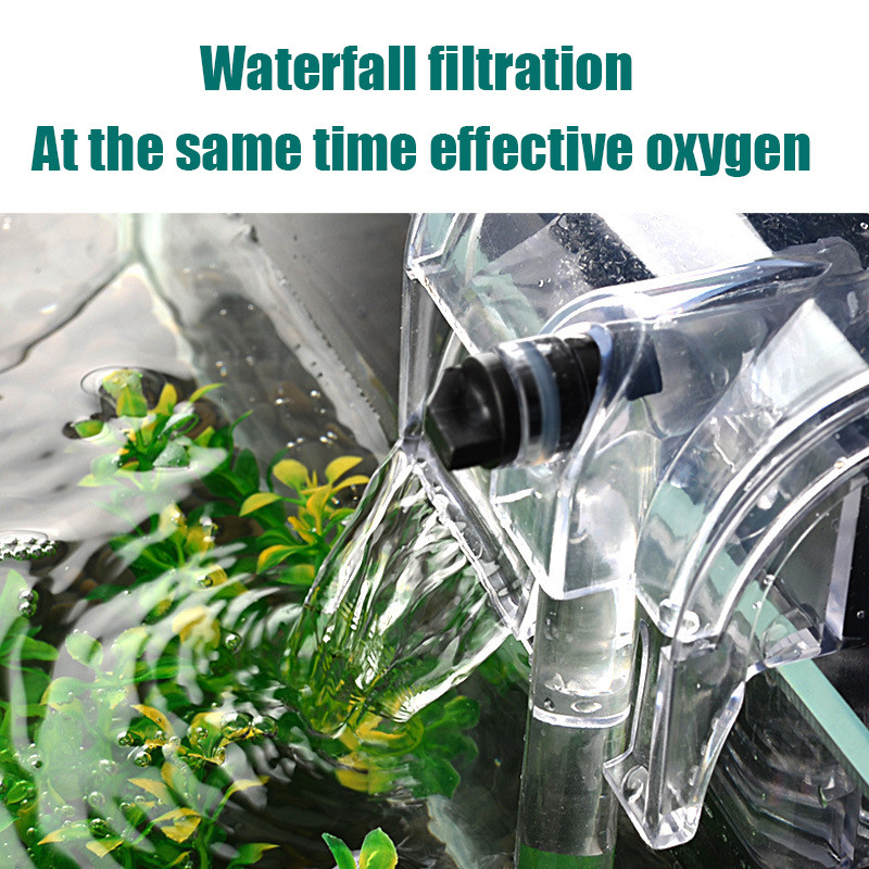 Cascada Agățați de pompa de oxigen externă Filtru de apă de calitate pură pentru rezervor mic de pești Rezervor de pește de acvariu Rezervor de pește rotund