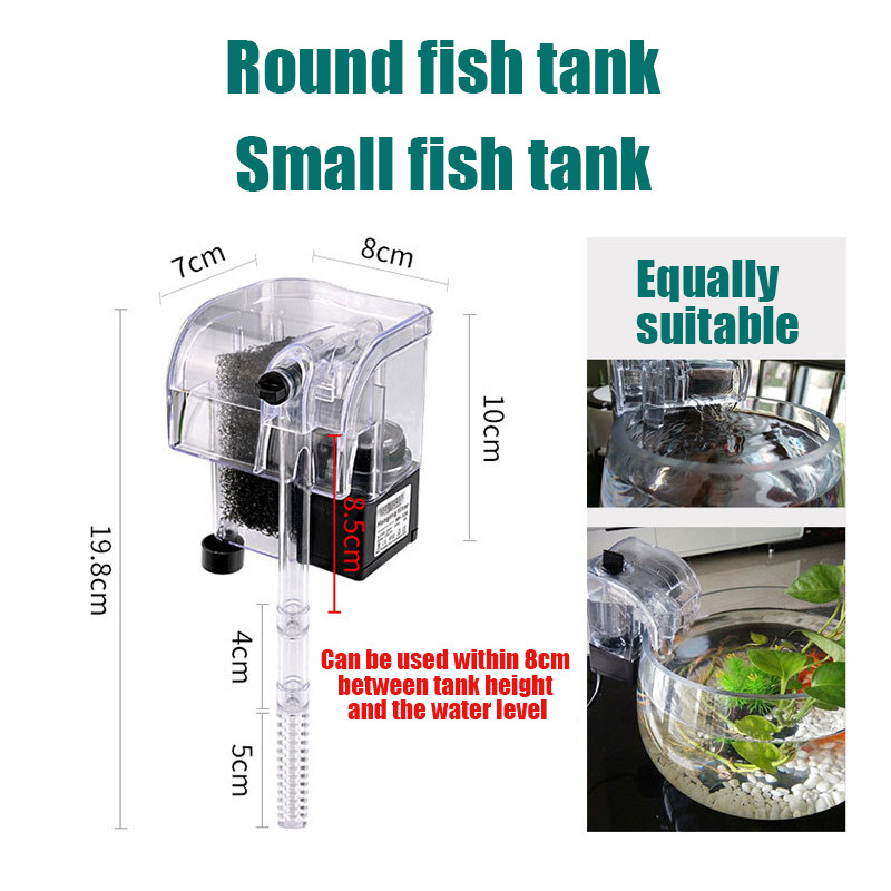 Cascada Agățați de pompa de oxigen externă Filtru de apă de calitate pură pentru rezervor mic de pești Rezervor de pește de acvariu Rezervor de pește rotund