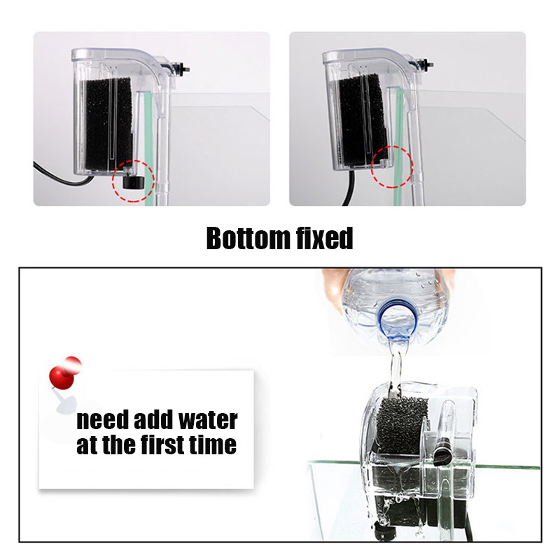 Cascada Agățați de pompa de oxigen externă Filtru de apă de calitate pură pentru rezervor mic de pești Rezervor de pește de acvariu Rezervor de pește rotund