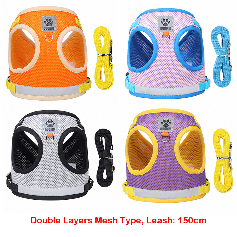 Pet Vest Cats Harmess Leash Set Puppy Training Walking Losts for Small Cats Dogs Reflective Safety Dog Chest Lap Pug Bulldog