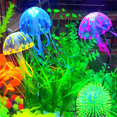 Glowing Effect Artificial Jellyfish Fish Tank Aquarium Decoration Mini Submarine Ornament Underwater Goldfish Pet Decor Supplies