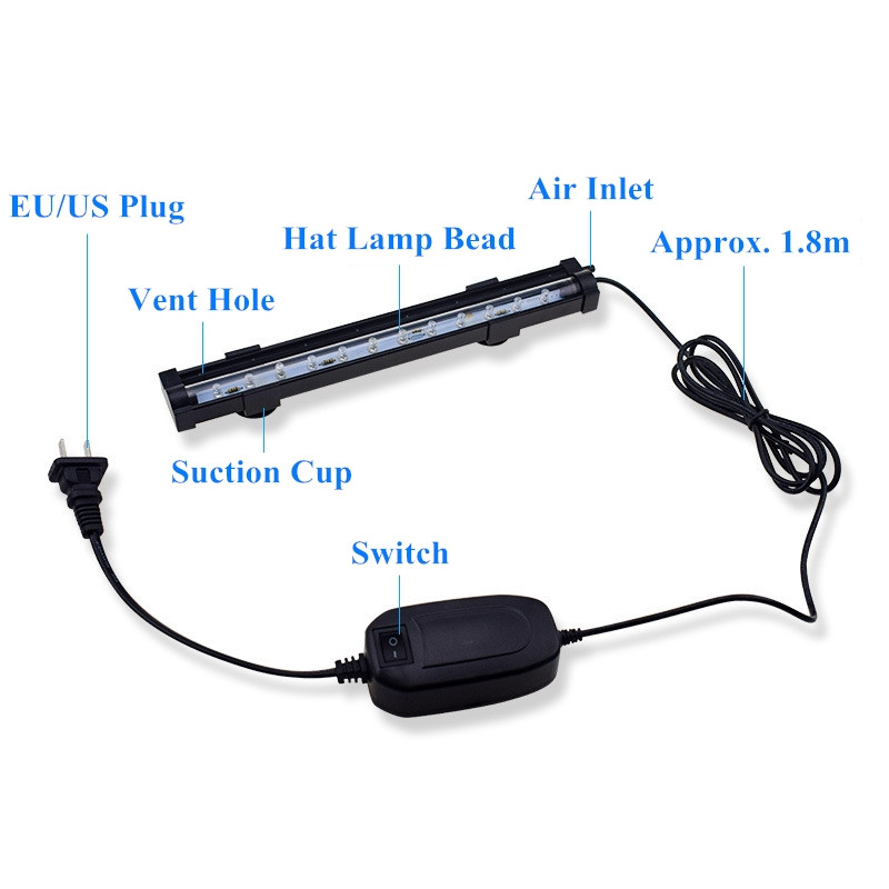 1 kom. LED svjetlo za akvarijske ribe, vodootporno, vodootporno svjetlo, svjetiljke s mjehurićima, šareni EU/US utikač, niska snaga, bez štete