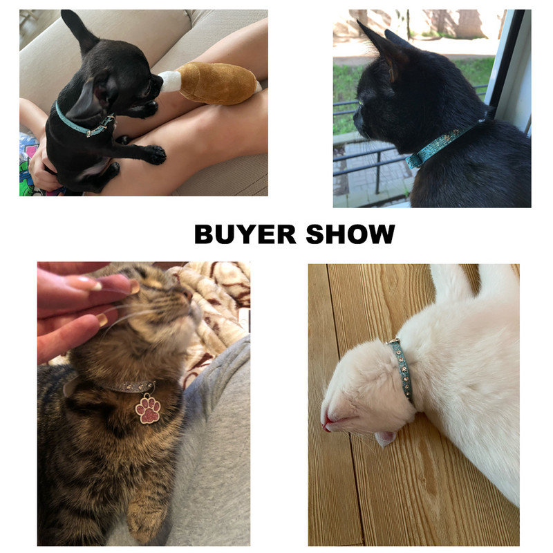 SUPREPET Shining Diamond Rhinestone Cat Collar Puppy Baby Dog Cat Collar Kožni remen za pribor za mačiće