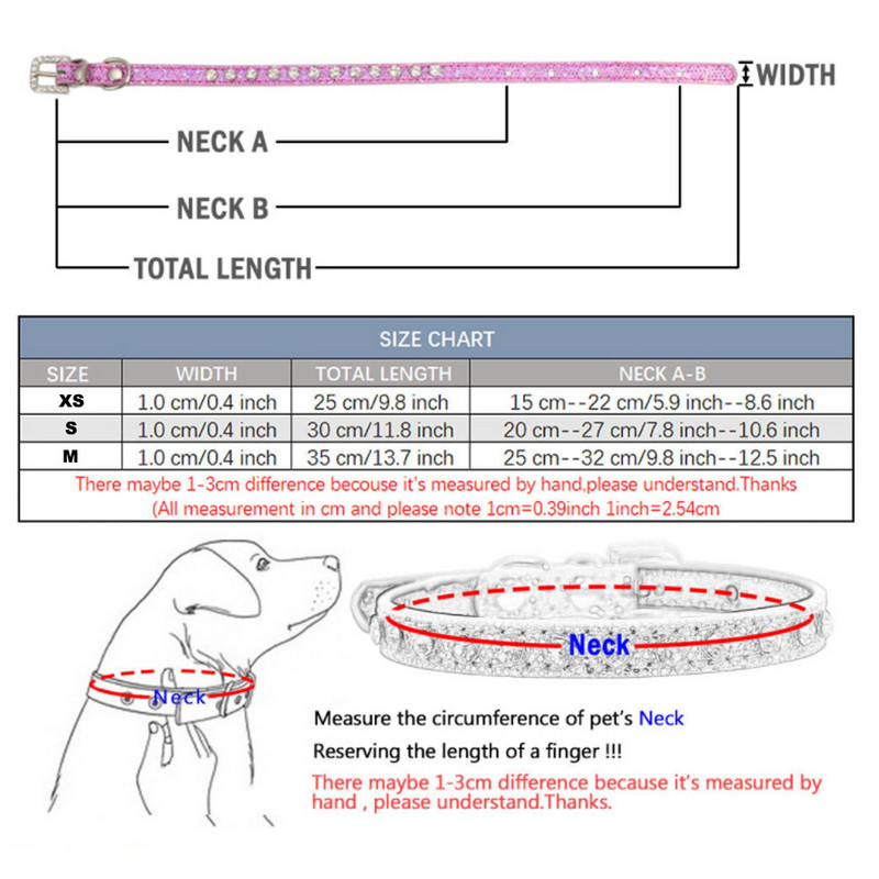 SUPREPET Shining Diamond Rhinestone Cat Collar Puppy Baby Dog Cat Collar Kožni remen za pribor za mačiće