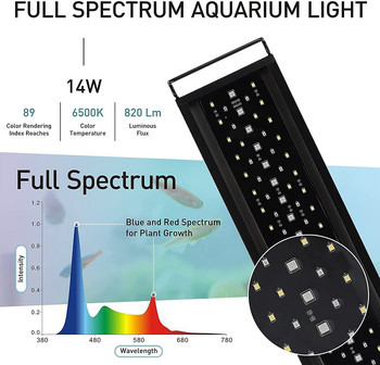 Лампа за аквариум Аквариуми за риби Led Plant Light Пълен спектър Многоцветна програмируема декорация Led осветление за аквариум