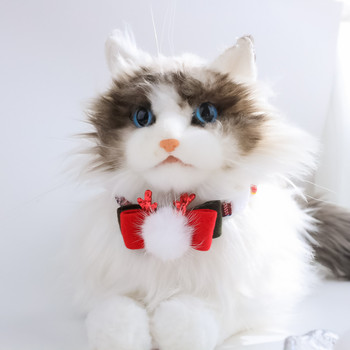 2022 Коледа с лимитирана котка, куче, яка с папийонка, регулируема, сладка плюшена коледна елха / висулка с лосове, колие за парти за домашни любимци, коте