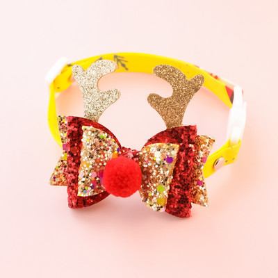 2022 Crăciun limitată pisică câine guler papion reglabil drăguț de pluș brad de Crăciun/elan pandantiv pet petrecere pisoi colier