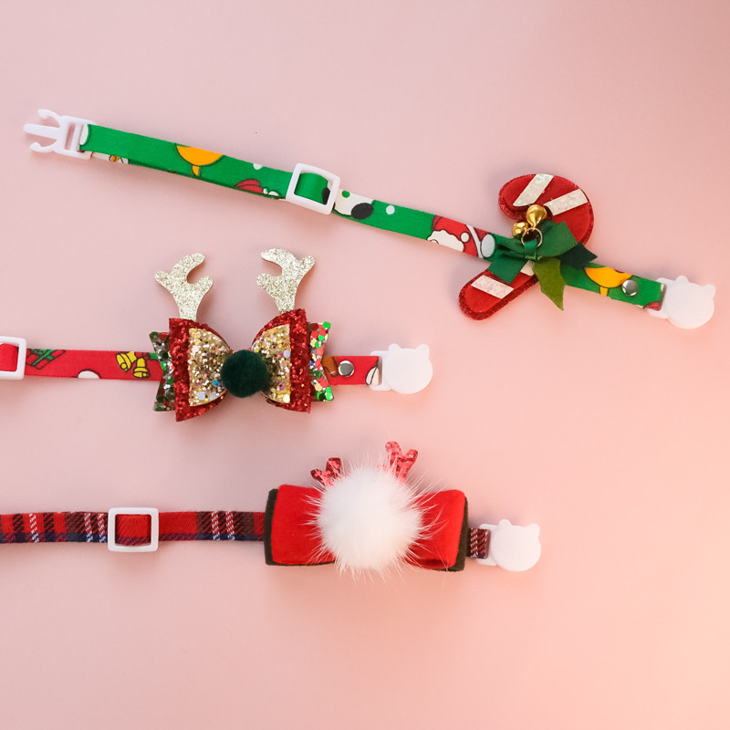 2022 Crăciun limitată pisică câine guler papion reglabil drăguț de pluș brad de Crăciun/elan pandantiv pet petrecere pisoi colier