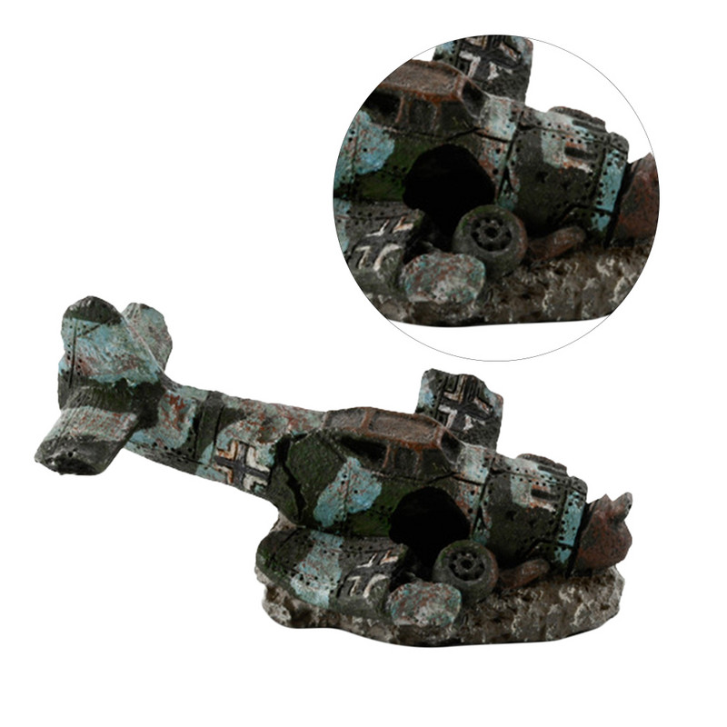 Mini letjelica od smole Fish Tank Avion Umjetni avion Olupina Dekoracija Akvarijum Pejzažni ukras