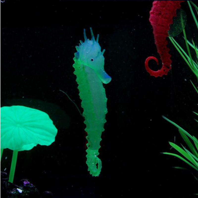 Aquarium Luminous Seahorse Ornament Glow in Dark Εξωραϊσμός Silicone Sea Horse Glowing Fish Tank Decoration Hippocampus Sale