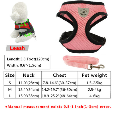 Σετ λουριών με λουρί για κουτάβια γάτας Μαλακό αναπνεύσιμο διχτυωτό γιλέκο γάτας με λουρί για σκύλους γάτας για γατάκι Chihuahua