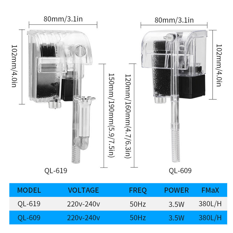 AISITIN filtar zidni vodopadni filtar vanjski filtar spremnik za ribe kisik pumpa filtar spremnika za kornjače tretman filmom pamučnog ulja