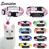 Kohandatud ID nimesilt Kassi kaelarihm kellakee ohutu helkur nailonist kassipoegade kaelarihm, isikupärastatud graveeritud nimesilt lemmiklooma kaelarihm