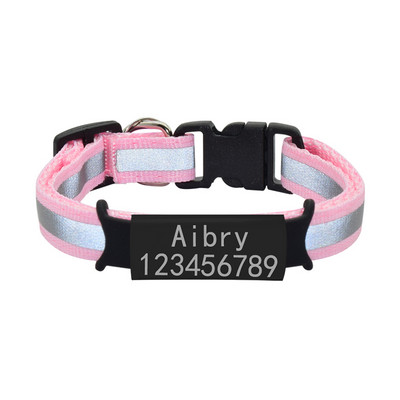 Kohandatud ID nimesilt Kassi kaelarihm kellakee ohutu helkur nailonist kassipoegade kaelarihm, isikupärastatud graveeritud nimesilt lemmiklooma kaelarihm