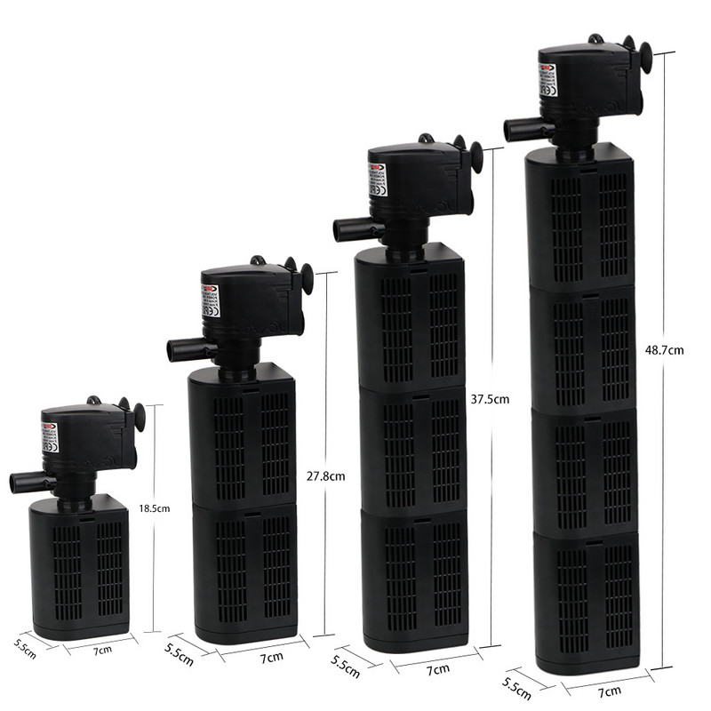 Itin tylus rezervuaro vandens siurblys žuvų bako filtrams 3 viename Galingas akvariumo filtro siurblys Vidinis filtras 12W 18W 25W 35W