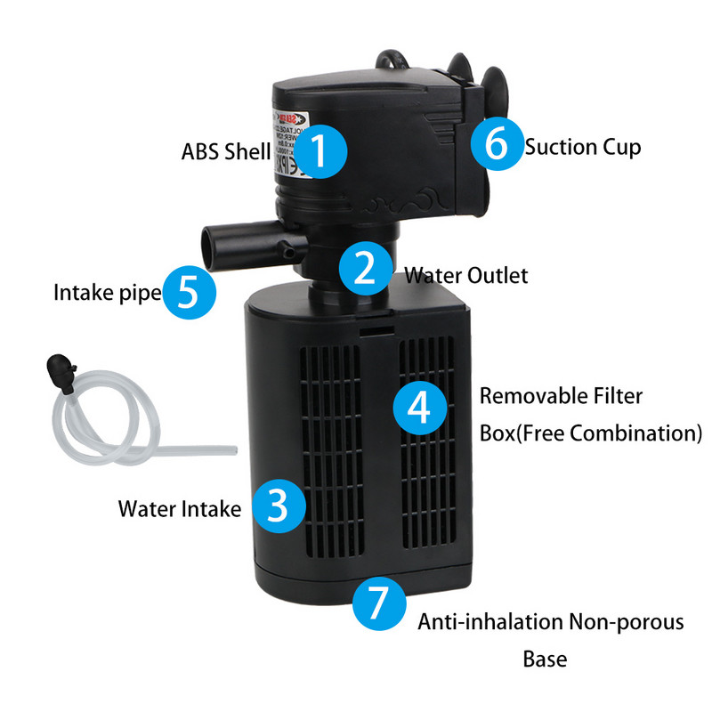 Itin tylus rezervuaro vandens siurblys žuvų bako filtrams 3 viename Galingas akvariumo filtro siurblys Vidinis filtras 12W 18W 25W 35W