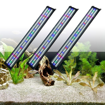 120 см LED светлина за аквариум, многоцветен пълен спектър, супер тънък аквариум, водни растения, морски растения, осветителна лампа EU PLUG