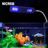 NICREW 100V-240V akvaariumi klambriga lamp Akvaariumi LED-valgusti akvaariumi taimede kasvatamiseks 48 LED-iga reguleeritavad sinised valged tuled