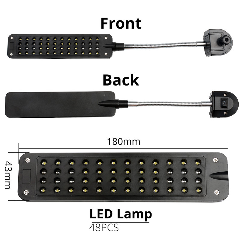 NICREW 100V-240V akvaariumi klambriga lamp Akvaariumi LED-valgusti akvaariumi taimede kasvatamiseks 48 LED-iga reguleeritavad sinised valged tuled