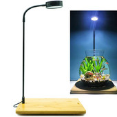 Lumină LED cu spectru complet cu placă de bambus se potrivește acvariului Nano Tank Betta Fish Tank Plante în ghiveci Peisaj miniatural suculent