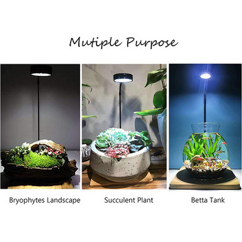 LED светлина с пълен спектър с бамбукова дъска, подходяща за аквариум, нано резервоар Betta Fish Tank, саксийни растения, сукулент, миниатюрен пейзаж