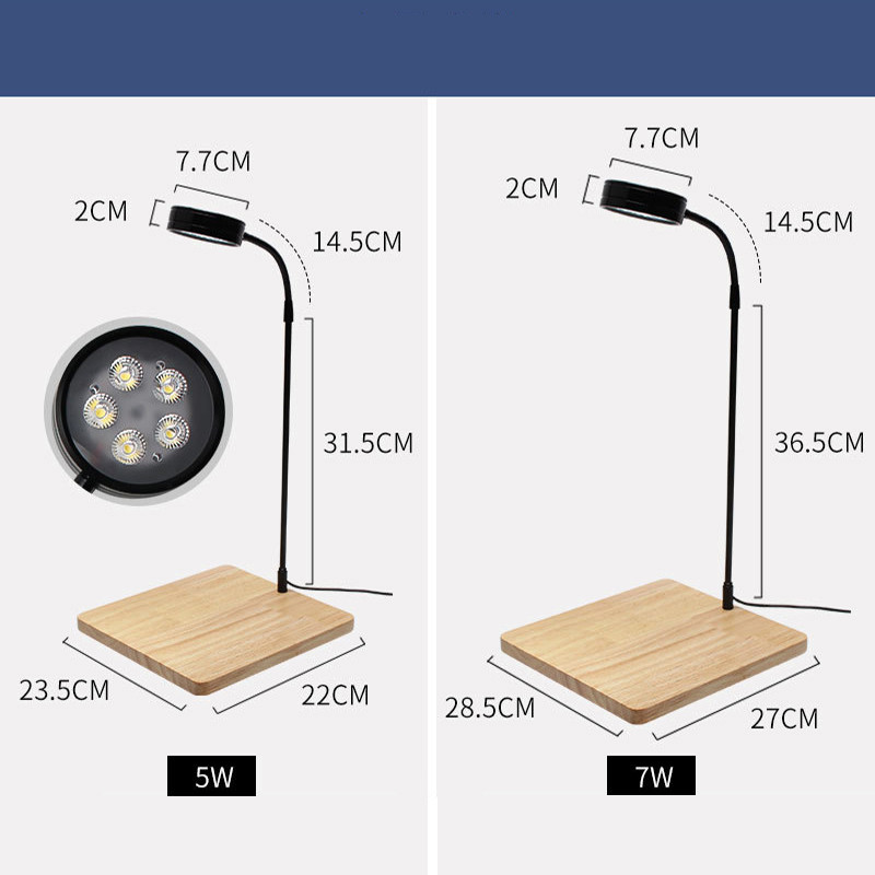 Lumină LED cu spectru complet cu placă de bambus se potrivește acvariului Nano Tank Betta Fish Tank Plante în ghiveci Peisaj miniatural suculent