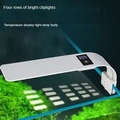 Iluminare pentru acvariu subțire de 2 mm, LED, rezistent la apă, pentru rezervor de broaște țestoase, lampă pentru lampă, lumină albă, albastră, afișare temperatură 220 V