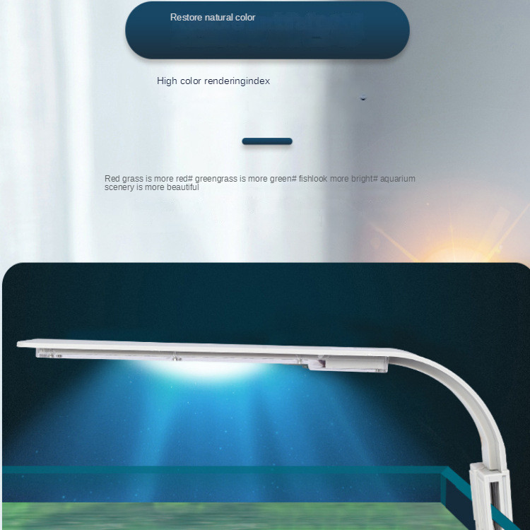 Iluminare pentru acvariu subțire de 2 mm, LED, rezistent la apă, pentru rezervor de broaște țestoase, lampă pentru lampă, lumină albă, albastră, afișare temperatură 220 V