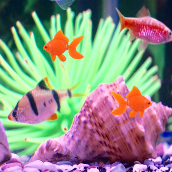10PCS изкуствени златни рибки пластмасови фалшиви аквариумни орнаменти за риби плаваща симулация на златни рибки за декорация на аквариум 6x4.5x1.5cm