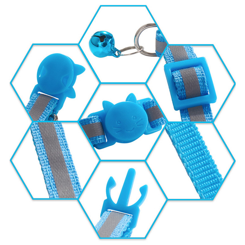 Guler reflectorizant pentru pisici, cataramă de siguranță gravată, colier ajustabil pentru animale de companie, personalizat, personalizat, gravare gratuită, nailon, cățeluș, pisicuțe