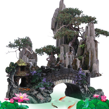 1PC Ретро декорация от смола Изкуствен мост Алпинеум Орнамент за аквариум Фалшиво озеленяване Арбор дърво Растение Аксесоари за аквариум