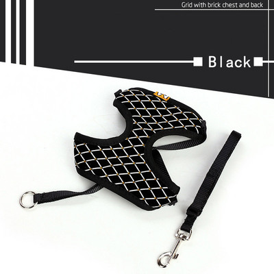 Set de ham și lesă pentru pisici din plasă cu strasuri, hamul pentru vestă pentru animale de companie, reglabil, respirabil, pentru câini de talie mică, hamuri de plimbare pentru pisici.