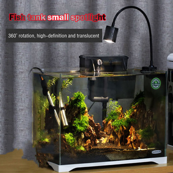 Ενυδρείο Clip Light Fish Tank Spotlight με ρυθμιζόμενο 3 χρώματα και τηλεχειριστήριο Gooseneck για φυτεμένη δεξαμενή ψαριών 3w 5w 7w
