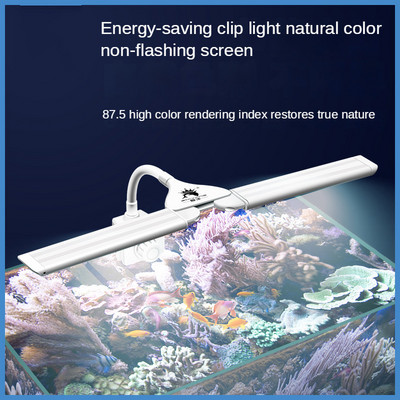 Iluminat pentru acvariu cu LED-uri super subțiri Lumină pentru plante acvatice 18-75CM Lampă extensibilă, rezistentă la apă, pentru rezervor de broaște țestoase 110V-240V