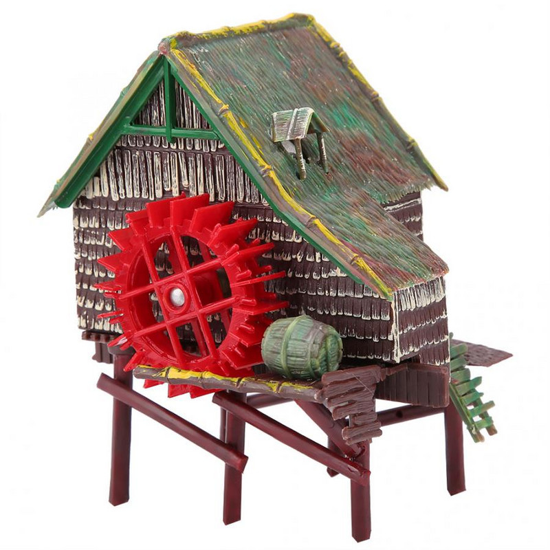 Decoratiuni pentru acvariu Ierba de apa Decoratiuni pentru amenajare a rezervoarelor de pesti Cabana cu roata de apa aerata pneumatica Decoratiuni pentru moara de vant pentru acvariu