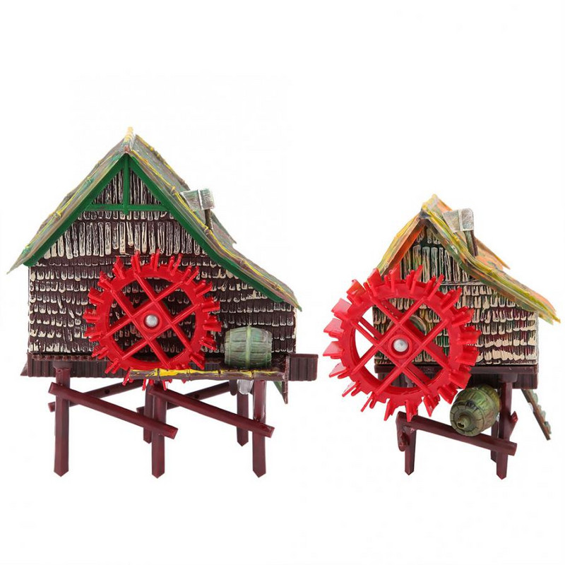 Decoratiuni pentru acvariu Ierba de apa Decoratiuni pentru amenajare a rezervoarelor de pesti Cabana cu roata de apa aerata pneumatica Decoratiuni pentru moara de vant pentru acvariu