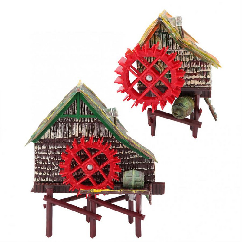Decoratiuni pentru acvariu Ierba de apa Decoratiuni pentru amenajare a rezervoarelor de pesti Cabana cu roata de apa aerata pneumatica Decoratiuni pentru moara de vant pentru acvariu
