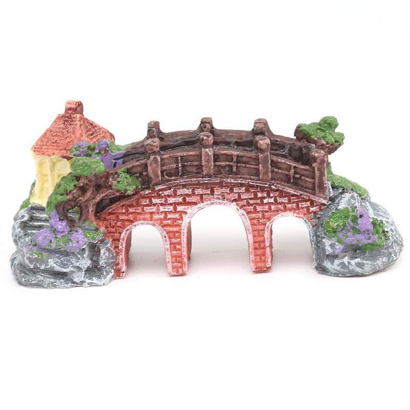 Novi 1kom akvarijski akvarij Vintage ukrasni most Pejzažni ukrasi Paviljon Drvo Biljke Dizajn smole Oprema za kućne ljubimce