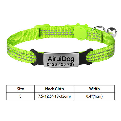 Ajustabil Personaliza Nume Nylon Pisică Guler ID personalizat Clopoțel Produse pentru animale de companie Mic Fast Breakaway Accesorii unisex pentru pisoi Etichetă pentru pisici