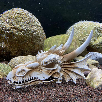 1 τεμ. Στολίδι σε σχήμα κρανίου δεινοσαύρου Τεχνητή διακόσμηση Ρητίνη κρανίο Μοντέλο Διακόσμηση δεξαμενής ψαριών Chic Craft for Aquarium Fish Tank