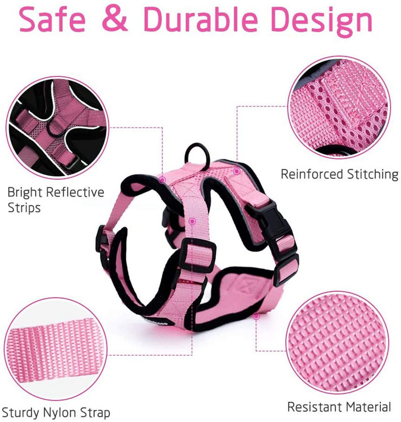 Kassi rakmed ja jalutusrihm kõndimiseks põgenemiskindlad pehmed reguleeritavad vestirakmed Cat Easy Controli jaoks hingavad helkurrihmad